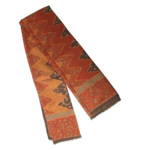 GIVENCHY 美品 大判スカーフ ストール 総柄 ウールシルク 茶 ブラウン 0201