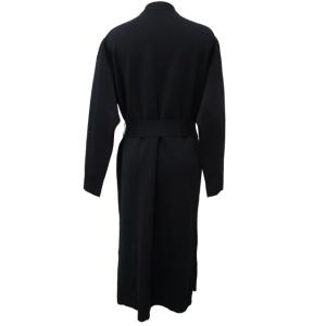 ebure 美品 近年モデル ウエストベルト付Vネックロングカーディガン ワンピース ウール ネイビー 紺 約Lサイズ 0130