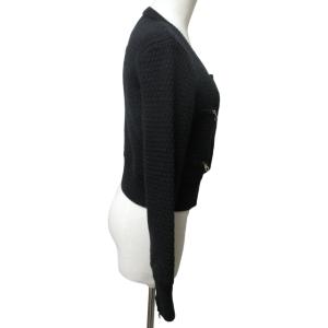 Chloe ニットブルゾン ウールジャケット 袖ファスナー シルバー金具 短丈 黒 ブラック XSサイズ 0209 IBO47