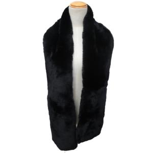 Max Mara 美品 ラビットファー マフラー ストール 毛皮 イタリア製 紺 ネイビー 0215 IBO47