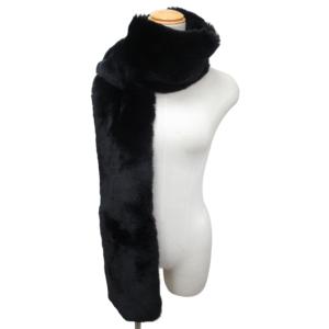 Max Mara 美品 ラビットファー マフラー ストール 毛皮 イタリア製 紺 ネイビー 0215 IBO47