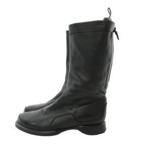 HERMES ヒールブーツ レザーブーツ バックジッパー 皮革 ブラック 黒 34 約22cm IBO47 0208