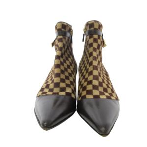 LOUIS VUITTON ハラコパンプスダミエソバージュ34[21cm]