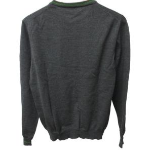 ETRO ウール Vネックニット ロゴ刺繍 セーター グレー Sサイズ IBO47 0203