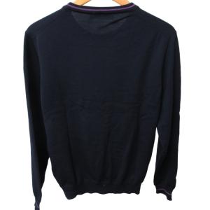 ETRO ウール Vネックニット ロゴ刺繍 セーター 紺 ネイビー Sサイズ IBO47 0203