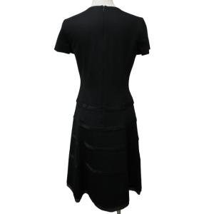 FOXEY BOUTIQUE 美品 ウールワンピース ドレス ストレッチ有 17483-A00334 ひざ丈 半袖 40 約Lサイズ  黒 ブラック IBO47