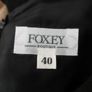 FOXEY BOUTIQUE 美品 ウールワンピース ドレス ストレッチ有 17483-A00334 ひざ丈 半袖 40 約Lサイズ  黒 ブラック IBO47