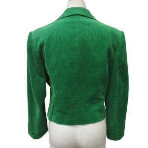 KENZO テーラードジャケット ブレザー ダブルブレスト コーデュロイ 短丈 ショート グリーン 緑 Mサイズ 0208 IBO47