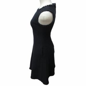 René ツイード ワンピース カットオフ フレア ロング丈 ネイビー 紺 34 約XSサイズ 6016520 IBO47 0224