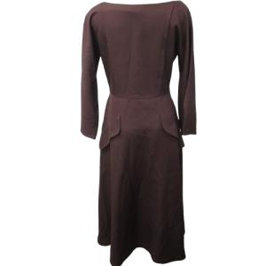 ELIN 近年モデル ウール ワンピース ロング ボルドー 赤系 36 約Sサイズ 11705-24-1109 IBO47 0217