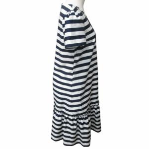 M'S GRACY 美品 22SS トロンプルイユワンピース ドレス ボーダー柄 FS-211312 半袖 白 紺 ホワイト ネイビー 40 Lサイズ