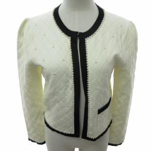 カーディガン ジャケット フェイクパール ストレッチ有 AK-018532 白 黒 ホワイト ブラック 40 Lサイズ 0228