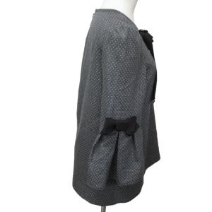 M'S GRACY 近年モデル 美品 チュニック ブラウス ワンピース リボン ピンドット柄 長袖 グレー 40 Lサイズ 0220 IBO47