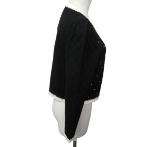 M'S GRACY カーディガン ジャケット フェイクパール AK-018532 ストレッチ有 黒 ブラック 40 Lサイズ 0220 IBO47