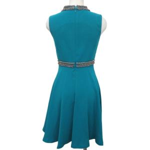 Diagram GRACE CONTINENTAL 美品 ワンピース ドレス ノースリーブ ビジュー装飾 緑系 34 約XSサイズ 0215 IBO47