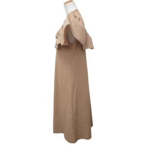 CELFORD 美品 ロングワンピース 半袖 パフスリーブ ギャザー CWN0211073 ストレッチ有 ベージュ 38 約Mサイズ 0212