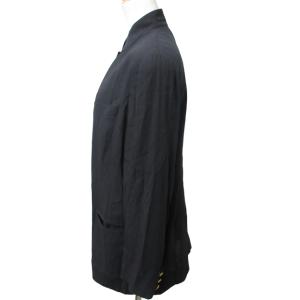 ETRO ヴィンテージ ウール マオカラージャケット ブレザー 金ボタン ストライプ 黒 ブラック 44 約Lサイズ IBO47 0212