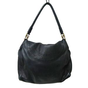 GIANNI VERSACE レザーハンドバッグ トートバッグ 皮革 ブラック 黒 内バロック柄 IBO47 0217