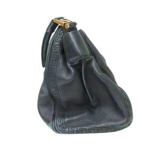 GIANNI VERSACE レザーハンドバッグ トートバッグ 皮革 ブラック 黒 内バロック柄 IBO47 0217