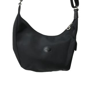Longchamp 美品 ナイロンショルダーバッグ 斜め掛け クロスボディバッグ ブラック 黒 IBO47 0218