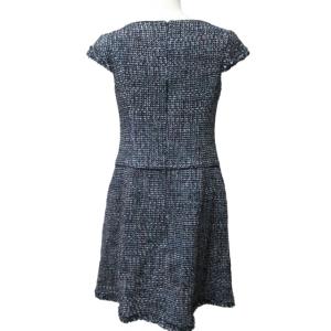 TOCCA ツイード ワンピース ドレス ウール混 バックジップ ブラック 黒 6 Sサイズ 0220 IBO47