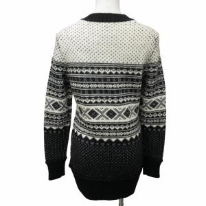 Brooks Brothers ニット セーター 長袖 総柄 バーズアイ 切替 ウール ホワイト 白 ブラック 黒 Mサイズ 0224 IBO47
