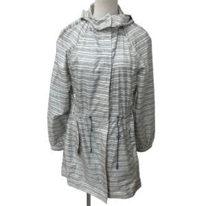 コート ジャケット フード付き ボーダー柄 白×青 ホワイト ブルー Sサイズ 0219  IBO47