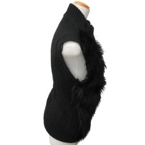 MICHAEL Michael Kors ニットベスト セーター ジャケット ファー付 ゴールド金具 ノースリーブ 黒 ブラック Sサイズ 0219 IBO47