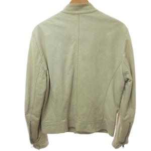 EMMETI ラムレザー シングルライダースジャケット 中綿 ブルゾン 48 アイボリー