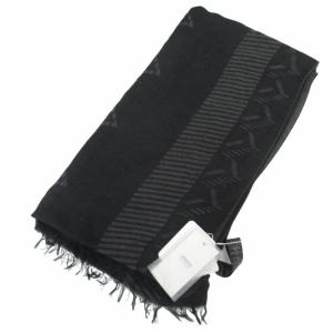 タグ付き ストール マフラー ショール 総柄 黒 ブラック 0317 IBO48