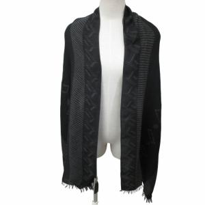 ARMANI COLLEZIONI タグ付き ストール マフラー ショール 総柄 黒 ブラック 0317 IBO48