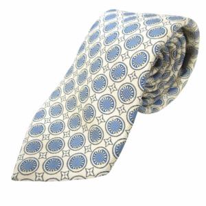 LOUIS VUITTON シルク ネクタイ 総柄 イタリア製 ブルー×アイボリー系  IBO48 0317