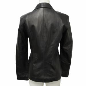 COLE HAAN レザージャケット テーラードジャケット ブルゾン シープスキン 斜めボタン ブラック 黒 2 約Mサイズ 0306 IBO48