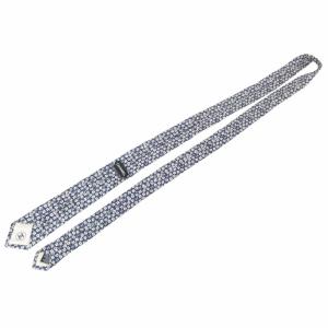 CHANEL ナロータイ ネクタイ 花柄 裏側チェーン ココマーク シルク ネイビー 紺 0304 IBO48