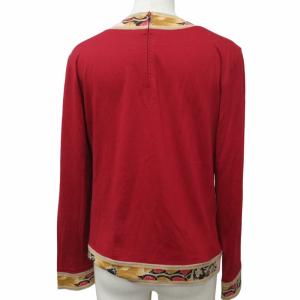 LEONARD FASHION ファッション カットソー ブラウス 長袖 総柄 ウール レッド 赤 Lサイズ 0316 IBO48
