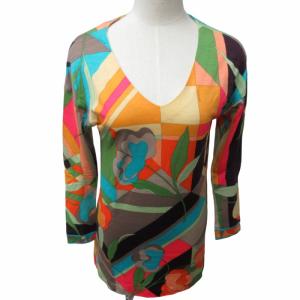 FASHION ワンピース ドレス 総柄 長袖 マルチカラー オレンジ系 1 Sサイズ 0315  IBO48