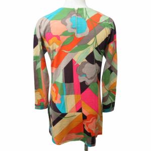 LEONARD FASHION ワンピース ドレス 総柄 長袖 マルチカラー オレンジ系 1 Sサイズ 0315  IBO48