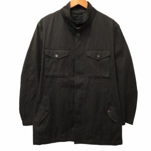 コート ジャケット ビジネス スタンドカラー 裏地ストライプ ブラック 黒 Lサイズ 0307 IBO48