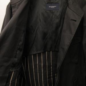 BURBERRY LONDON コート ジャケット ビジネス スタンドカラー 裏地ストライプ ブラック 黒 Lサイズ 0307 IBO48