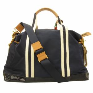 Orobianco 2WAY ボストンバッグ ショルダーバッグ ナイロン レザー 裏地王冠デザイン ネイビー 紺 0309 IBO48