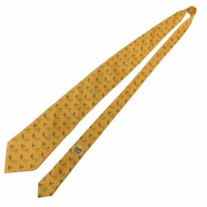 HERMES ネクタイ レギュラータイ 総柄 シルク 折り紙 7851 UA フランス製 黄 イエロー 0305 IBO48