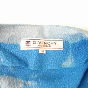GIVENCHY ヴィンテージ ブラウス シルク100% 長袖 水色 ライトブルー 14 約L 0306 IBO48