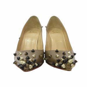 Christian Louboutin Degraspike デグラスパイク パンプス ヒール スタッズ レザー ベージュ 36 約23cm 0316 IBO48