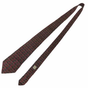 CHANEL 美品 ネクタイ ビジネス ココマーク ゴールドチェーン 総柄 シルク 赤 レッド 0315