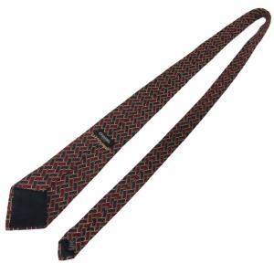 CHANEL 美品 ネクタイ ビジネス ココマーク ゴールドチェーン 総柄 シルク 赤 レッド 0315