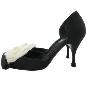 CHANEL マトラッセ カメリアリボン パンプス 34.5 ブラック