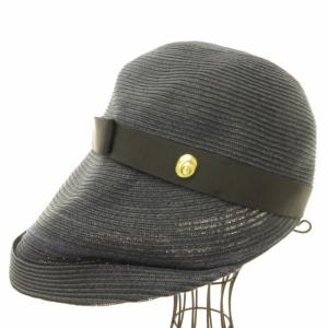 LANVIN collection コレクション ペーパーハット 帽子 リボンデザイン ネイビー 紺 0312 IBO48