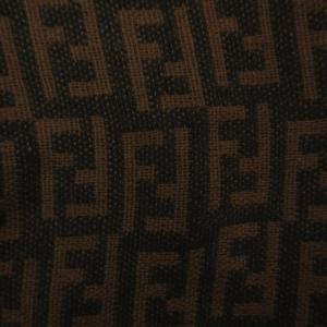 FENDI タグ付 マフラー ストール ズッカ柄 モノグラム フリンジ ウール 茶 黒 ブラウン ブラック 0311 IBO48