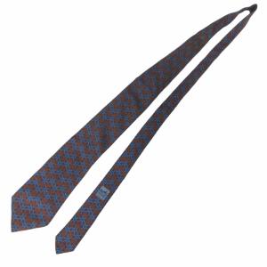 HERMES ネクタイ ビジネス 総柄 シルク 5008 EA 茶 ブラウン 0315 IBO48
