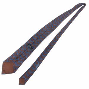 HERMES ネクタイ ビジネス 総柄 シルク 5008 EA 茶 ブラウン 0315 IBO48